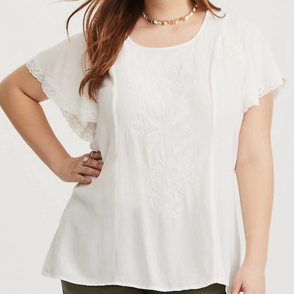 Torrid Boho Embroidered Gauzy Top 2X (NWT)
